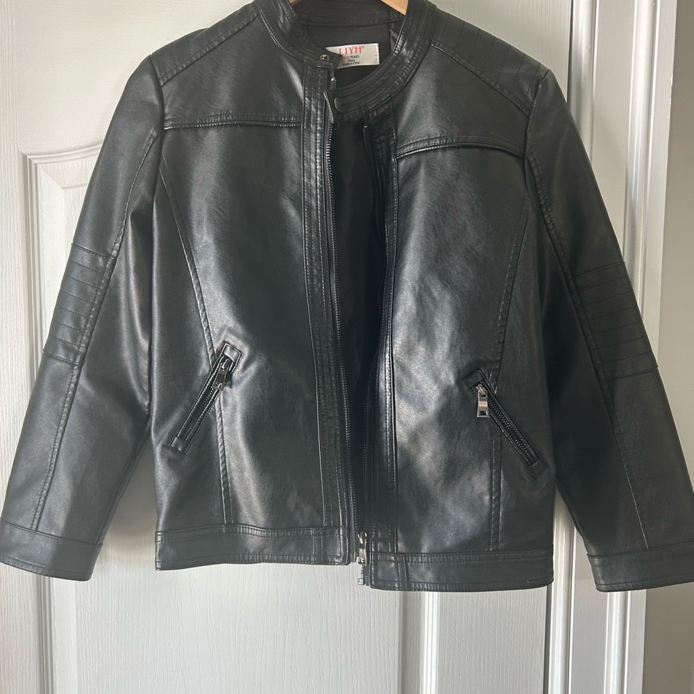 LJYH Kids Black Faux Leather Jacket